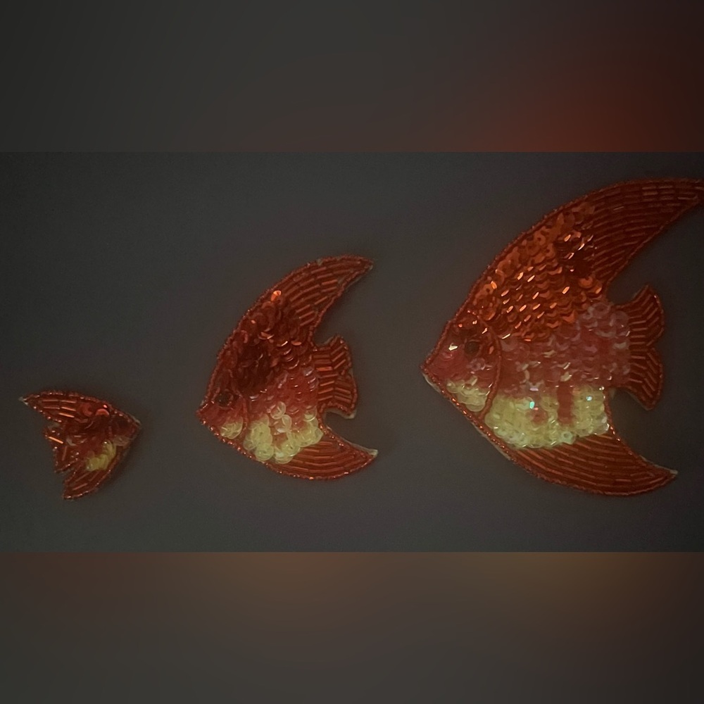 Vibrant Orange 3 Fish appliqués